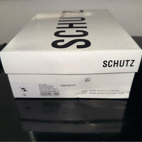 NWT | Schutz Women's Enola Crystal Buckle Strap Shine Leather Sandal - Picture 10 of 11